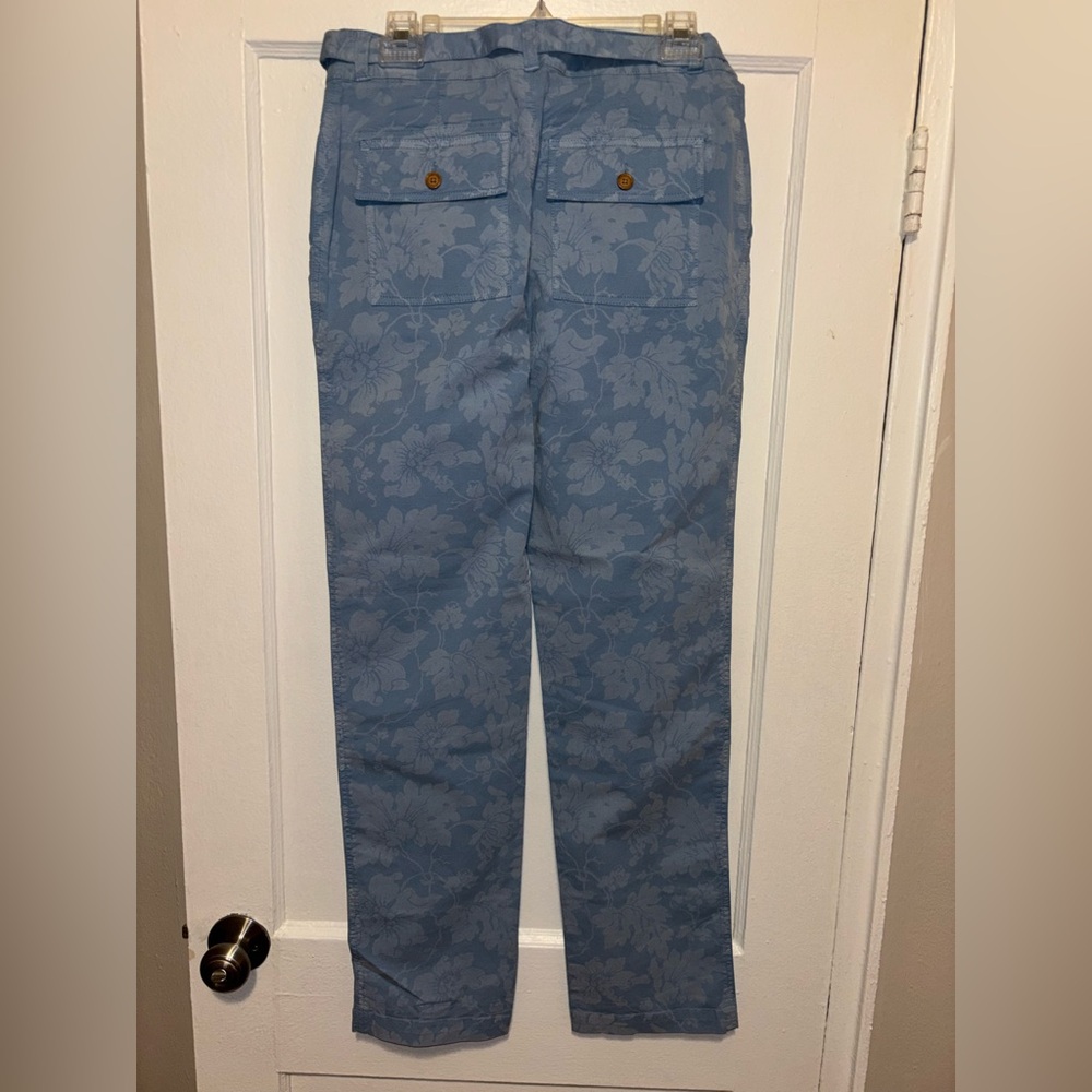 NWOT Sundance Bastille Easy Blue Floral Button Pants Tie Spring Cotton Sz 4 - Picture 5 of 7